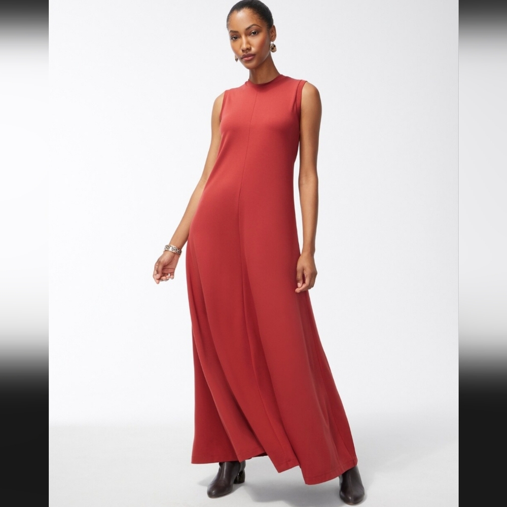 Chico's Ponte Rib Trim Maxi Dress Brick Color Size 3.  XL/16